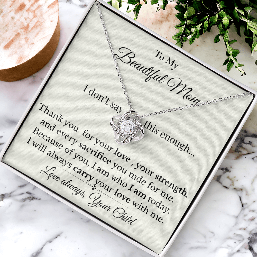 Elegant Love Knot Necklace for Mom – Daughter to Mom Gift