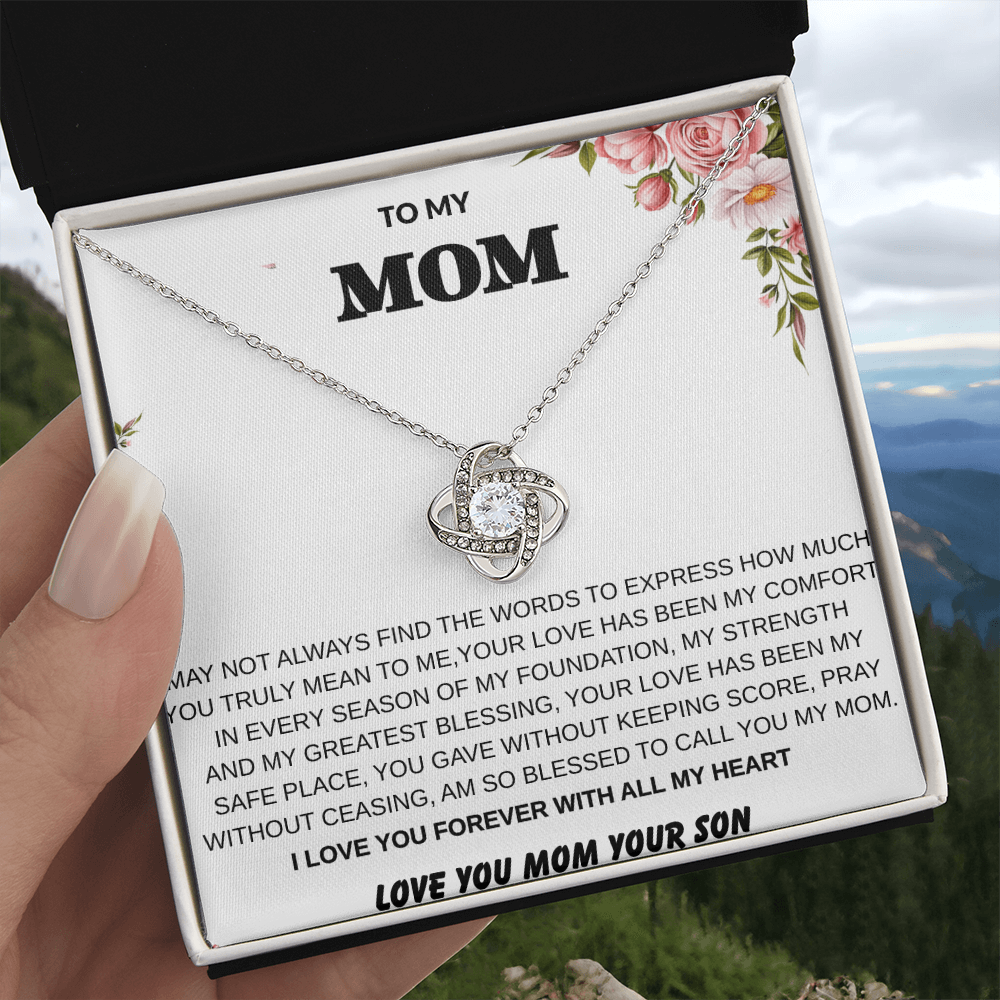 To My Mom – Love Knot Necklace With Heartfelt Message Card