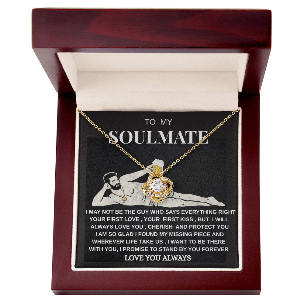 Soulmate Love Knot Necklace | Romantic Gift for Her | White Gold Jewelry