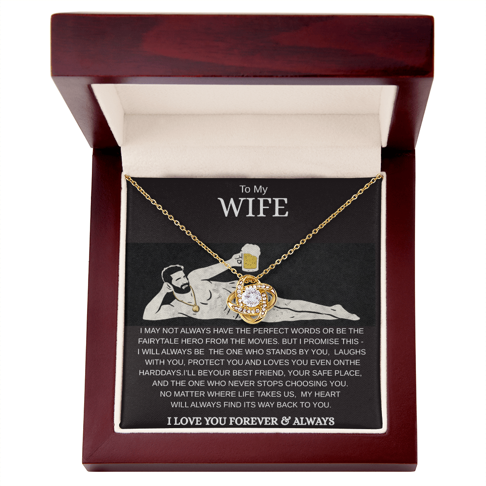 To My Wife Love Knot Necklace – Luxury Gift Box | Romantic Necklace for Wife