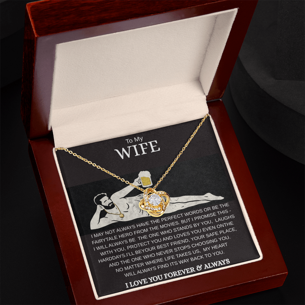 To My Wife Love Knot Necklace – Luxury Gift Box | Romantic Necklace for Wife