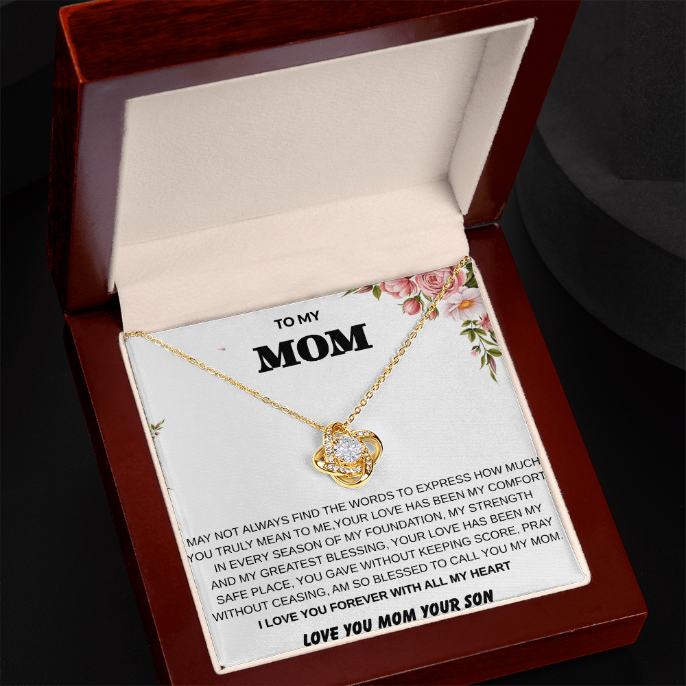 To My Mom – Love Knot Necklace With Heartfelt Message Card