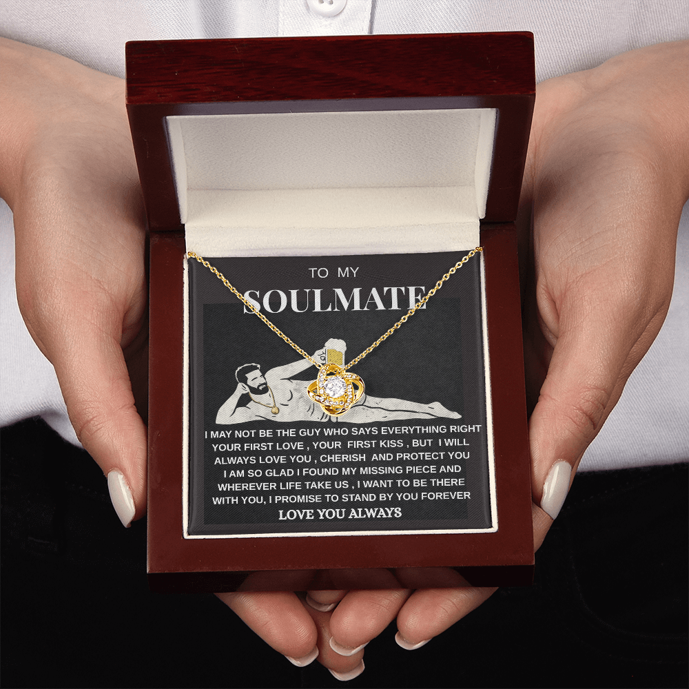 Soulmate Love Knot Necklace | Romantic Gift for Her | White Gold Jewelry