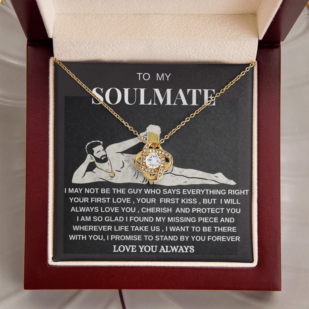 Soulmate Love Knot Necklace | Romantic Gift for Her | White Gold Jewelry