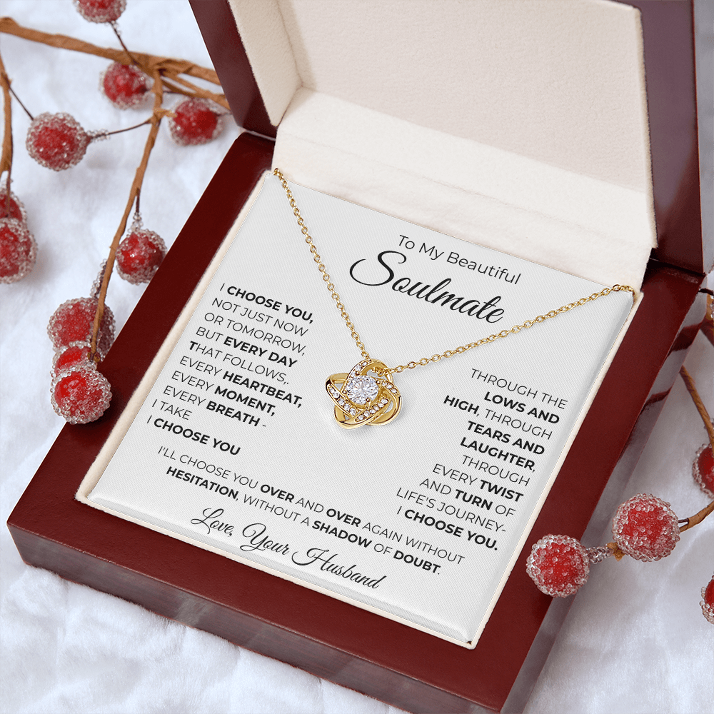 To My Soulmate Love Knot Necklace – Romantic Gift for, Anniversary Wedding, Valentines Gift, Forever Love Jewelry