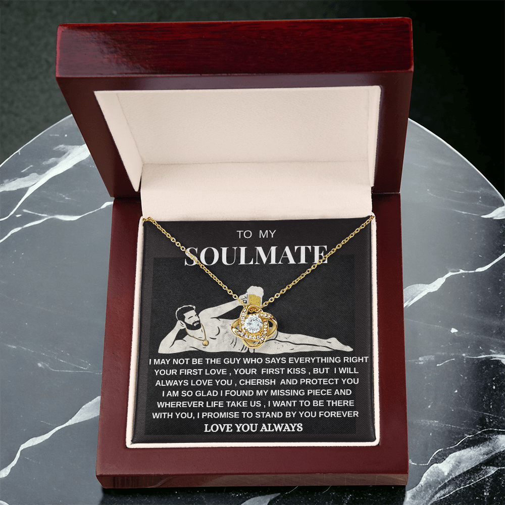 Soulmate Love Knot Necklace | Romantic Gift for Her | White Gold Jewelry