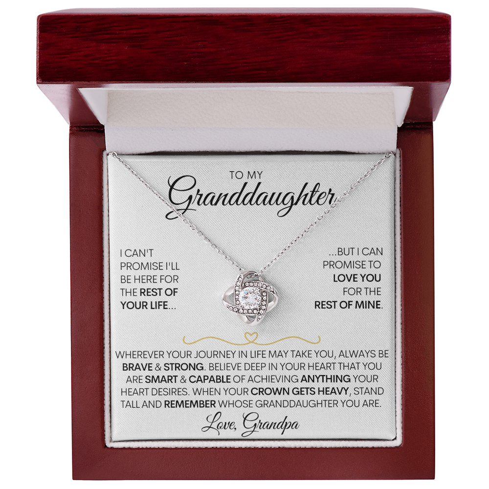 To My Granddaughter - Love You Forever 14k White Gold / 18k Yellow Gold Necklace