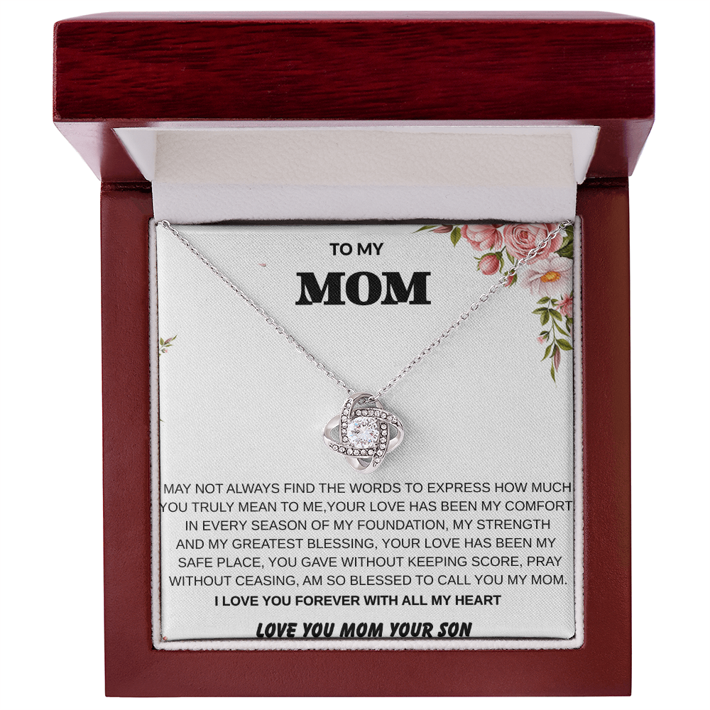 To My Mom – Love Knot Necklace With Heartfelt Message Card