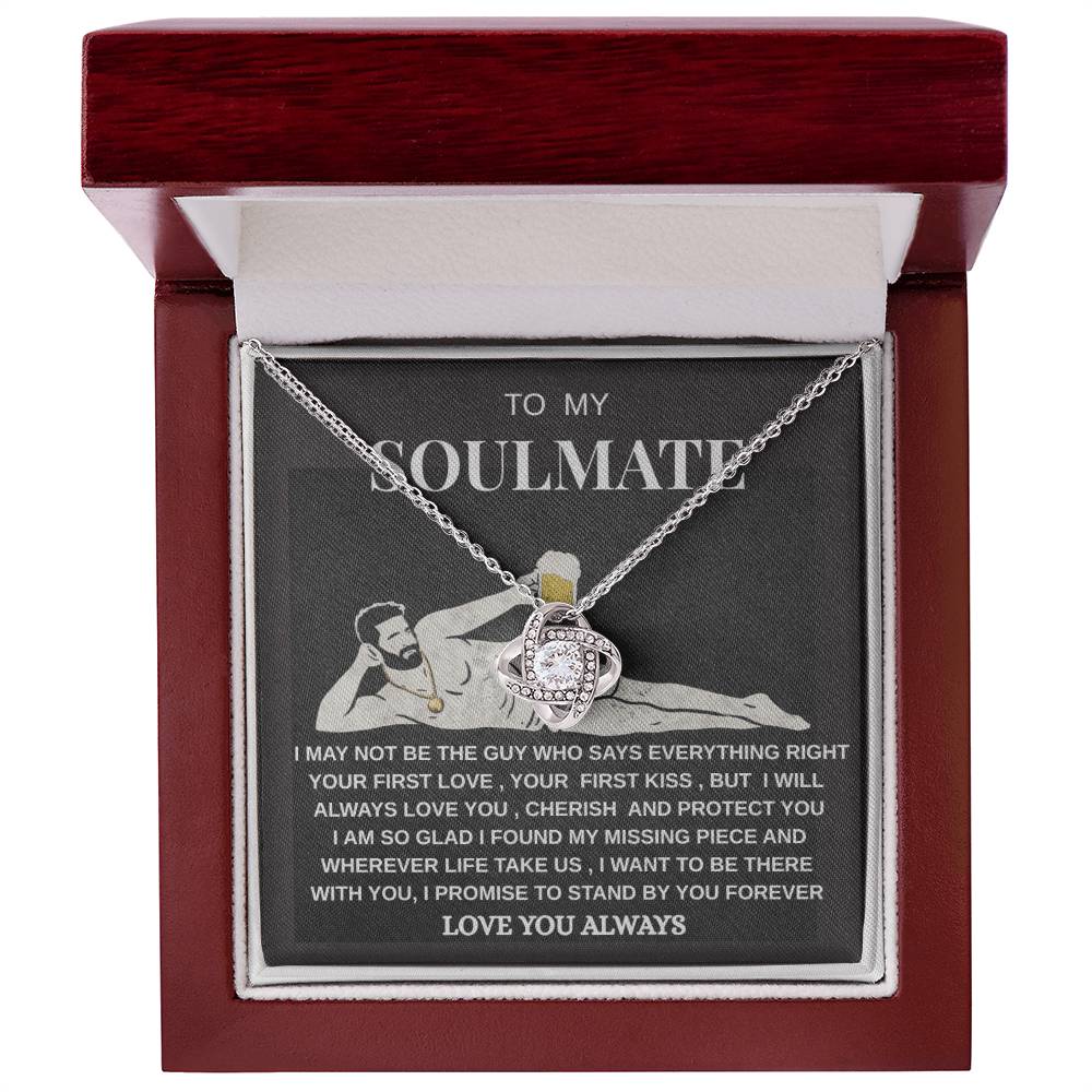 Soulmate Love Knot Necklace | Romantic Gift for Her | White Gold Jewelry