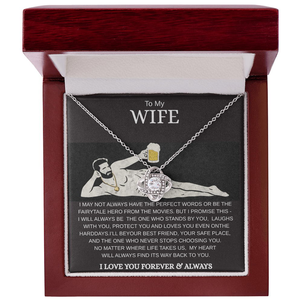 To My Wife Love Knot Necklace – Luxury Gift Box | Romantic Necklace for Wife
