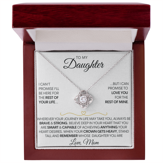 To My Daughter from Mom – Love Knot Necklace (White Gold)