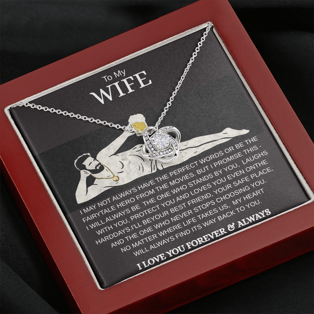 To My Wife Love Knot Necklace – Luxury Gift Box | Romantic Necklace for Wife