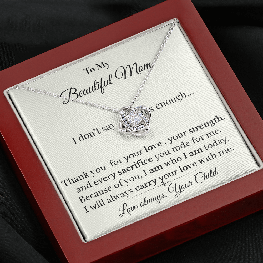 To My Loving Mom Gift Necklace – Elegant Love Knot Jewelry