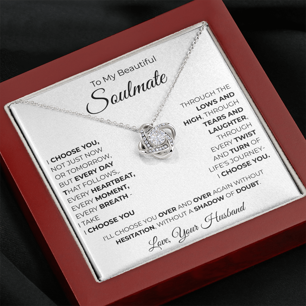 To My Soulmate Love Knot Necklace – Romantic Gift for, Anniversary Wedding, Valentines Gift, Forever Love Jewelry