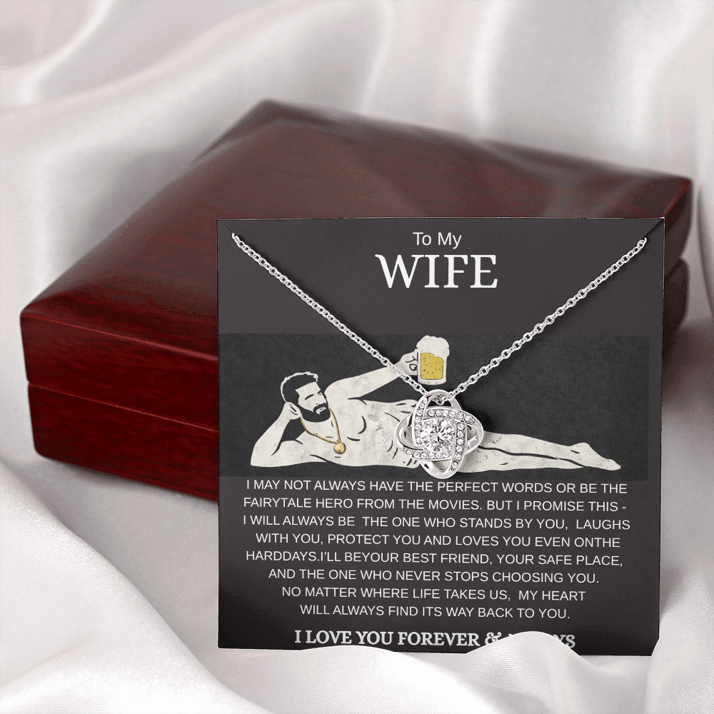 To My Wife Love Knot Necklace – Luxury Gift Box | Romantic Necklace for Wife