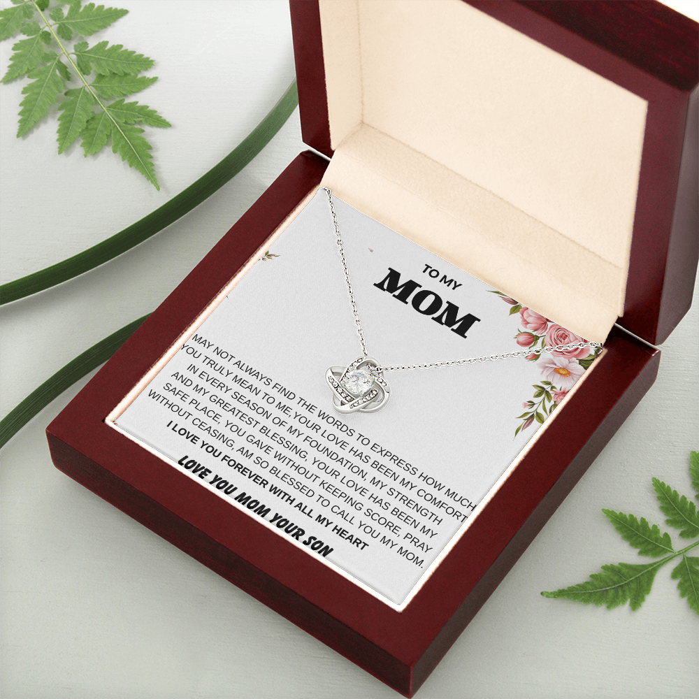 To My Mom – Love Knot Necklace With Heartfelt Message Card