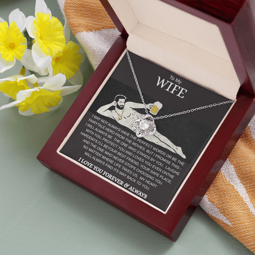 To My Wife Love Knot Necklace – Luxury Gift Box | Romantic Necklace for Wife