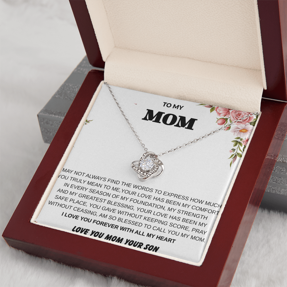 To My Mom – Love Knot Necklace With Heartfelt Message Card