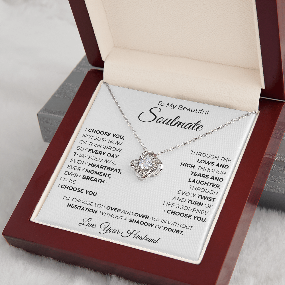 To My Soulmate Love Knot Necklace – Romantic Gift for, Anniversary Wedding, Valentines Gift, Forever Love Jewelry