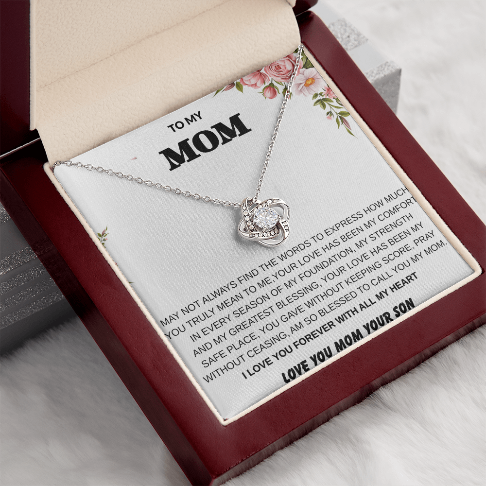 To My Mom – Love Knot Necklace With Heartfelt Message Card