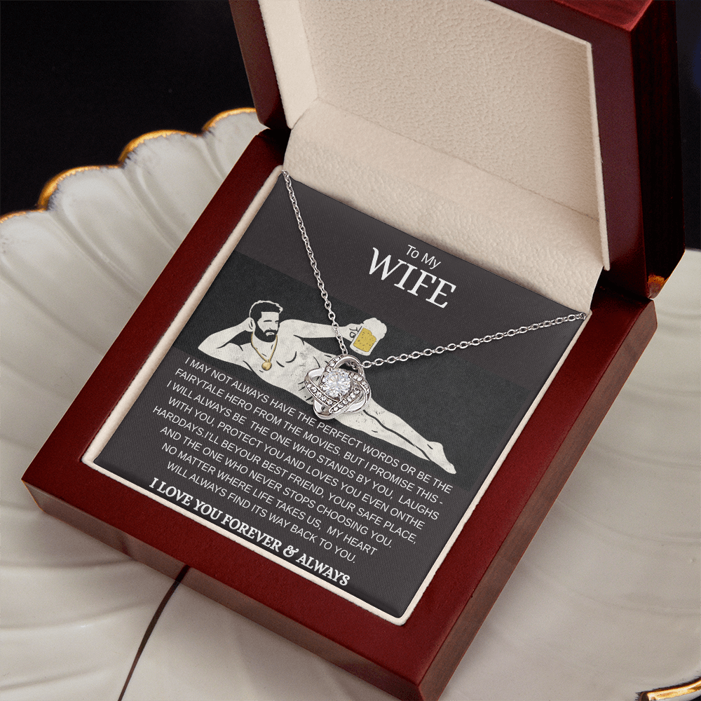 To My Wife Love Knot Necklace – Luxury Gift Box | Romantic Necklace for Wife