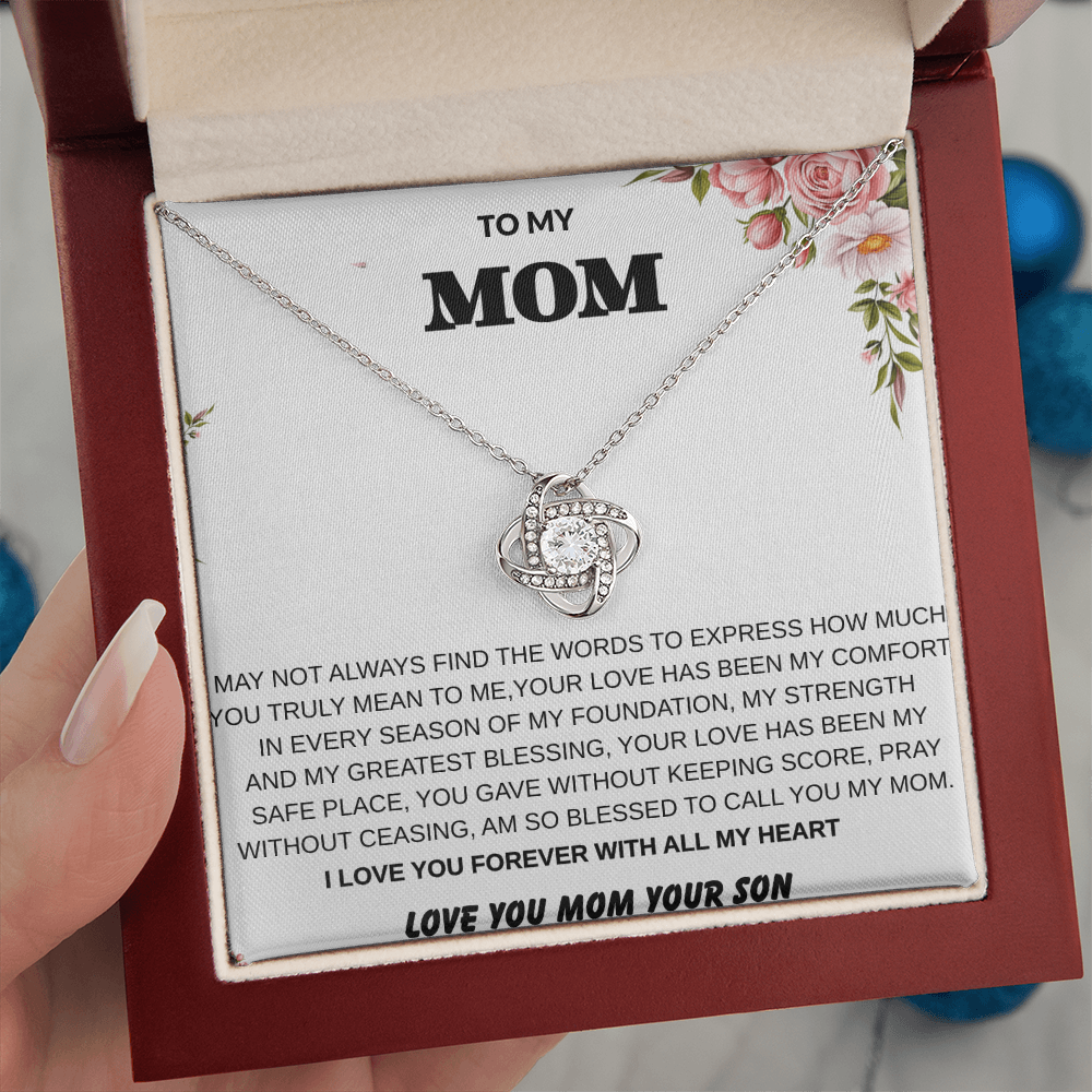 To My Mom – Love Knot Necklace With Heartfelt Message Card