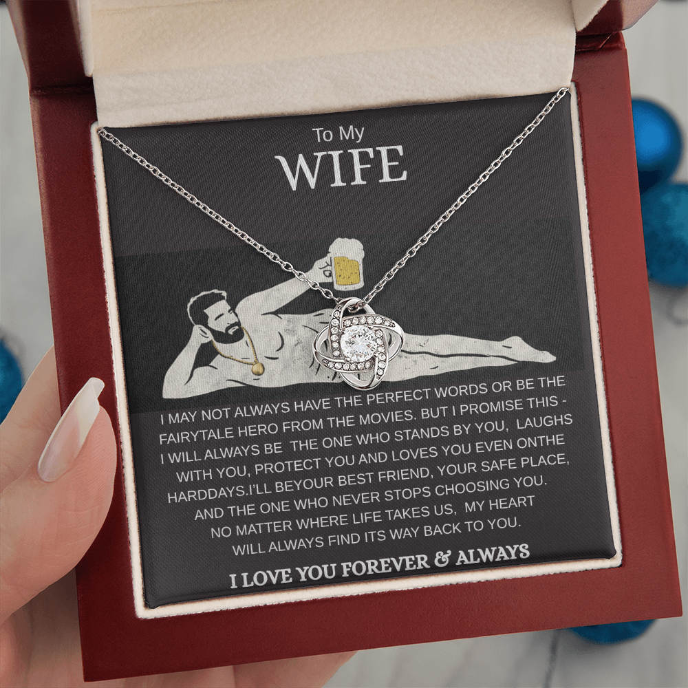 To My Wife Love Knot Necklace – Luxury Gift Box | Romantic Necklace for Wife