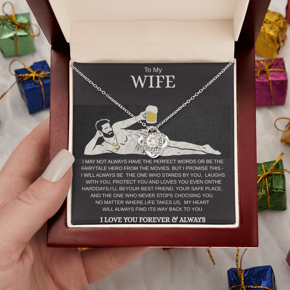 To My Wife Love Knot Necklace – Luxury Gift Box | Romantic Necklace for Wife