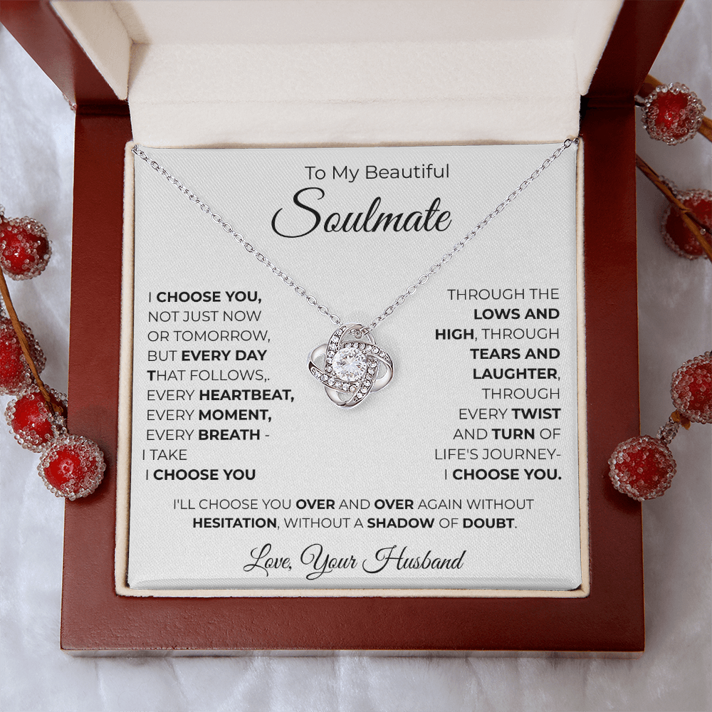 To My Soulmate Love Knot Necklace – Romantic Gift for, Anniversary Wedding, Valentines Gift, Forever Love Jewelry