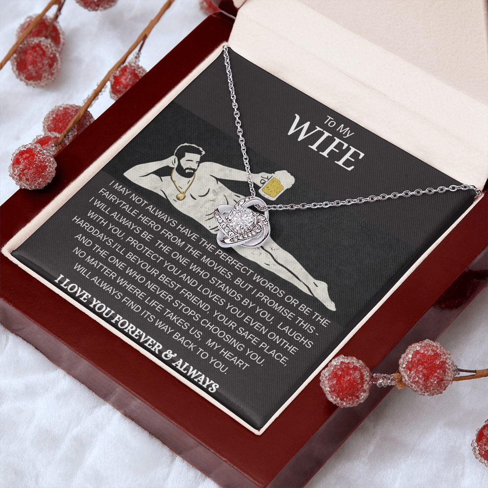 To My Wife Love Knot Necklace – Luxury Gift Box | Romantic Necklace for Wife