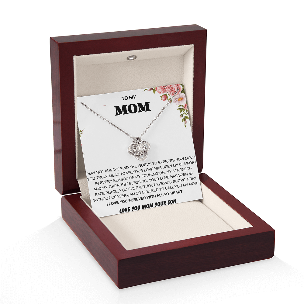 To My Mom – Love Knot Necklace With Heartfelt Message Card
