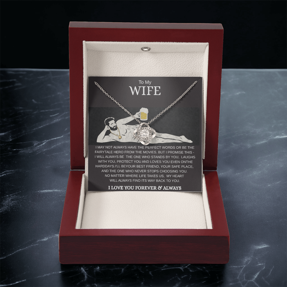 To My Wife Love Knot Necklace – Luxury Gift Box | Romantic Necklace for Wife
