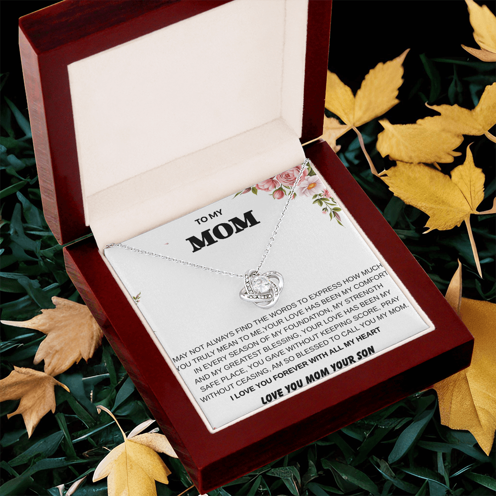 To My Mom – Love Knot Necklace With Heartfelt Message Card
