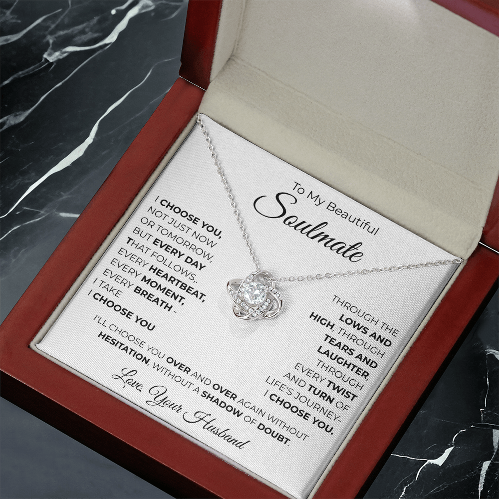 To My Soulmate Love Knot Necklace – Romantic Gift for, Anniversary Wedding, Valentines Gift, Forever Love Jewelry