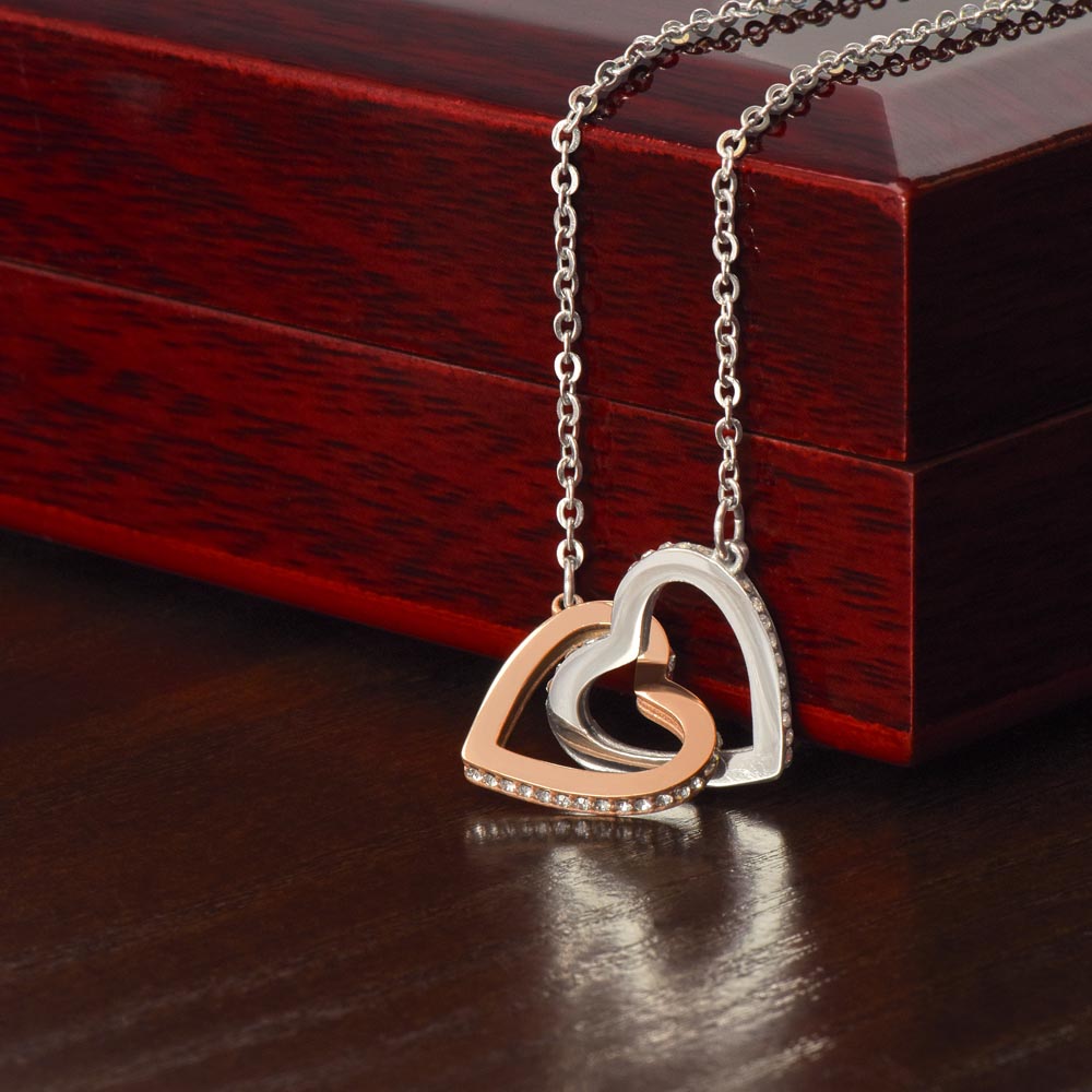 To My Beautiful girlfriend Heart Necklace, Two-Tone Copper Inlaid Zirconia, Message Card & Luxury Gift Box, Valentine's Day, Birthday, Anniversary Gift