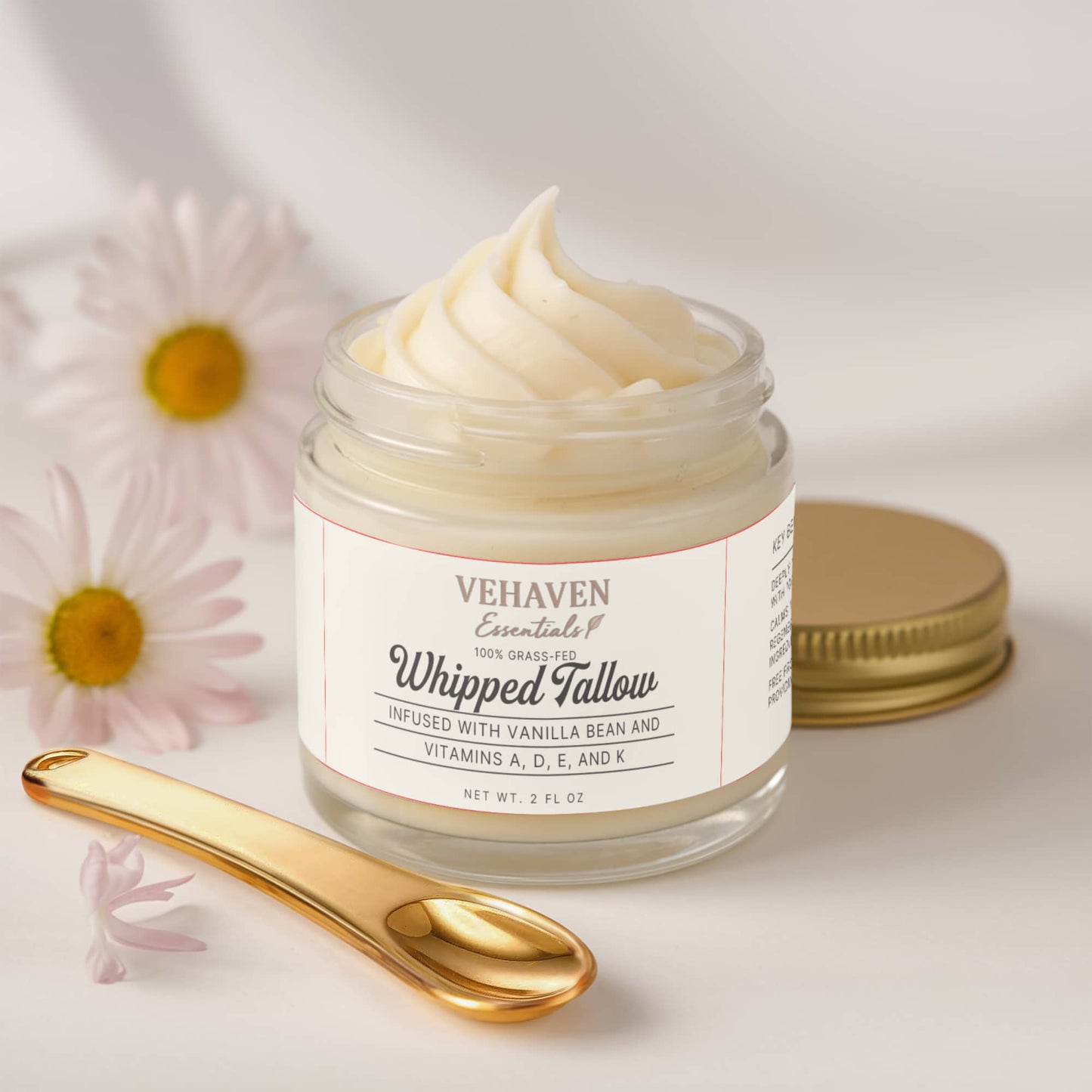 VEHAVEN ESSENTIALS Whipped Grass-Fed Tallow Balm with Vanilla Bean