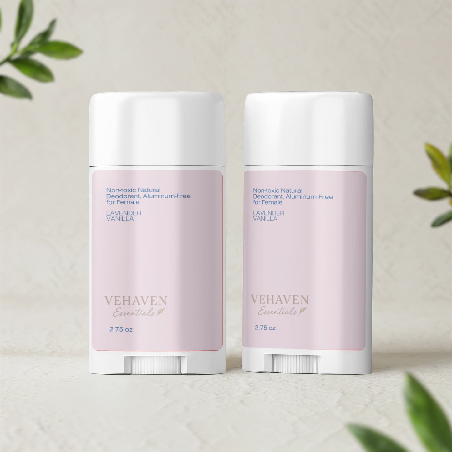 VEHAVEN ESSENTIALS 2 Pack Non-toxic Natural Deodorant, Aluminum-Free for Women