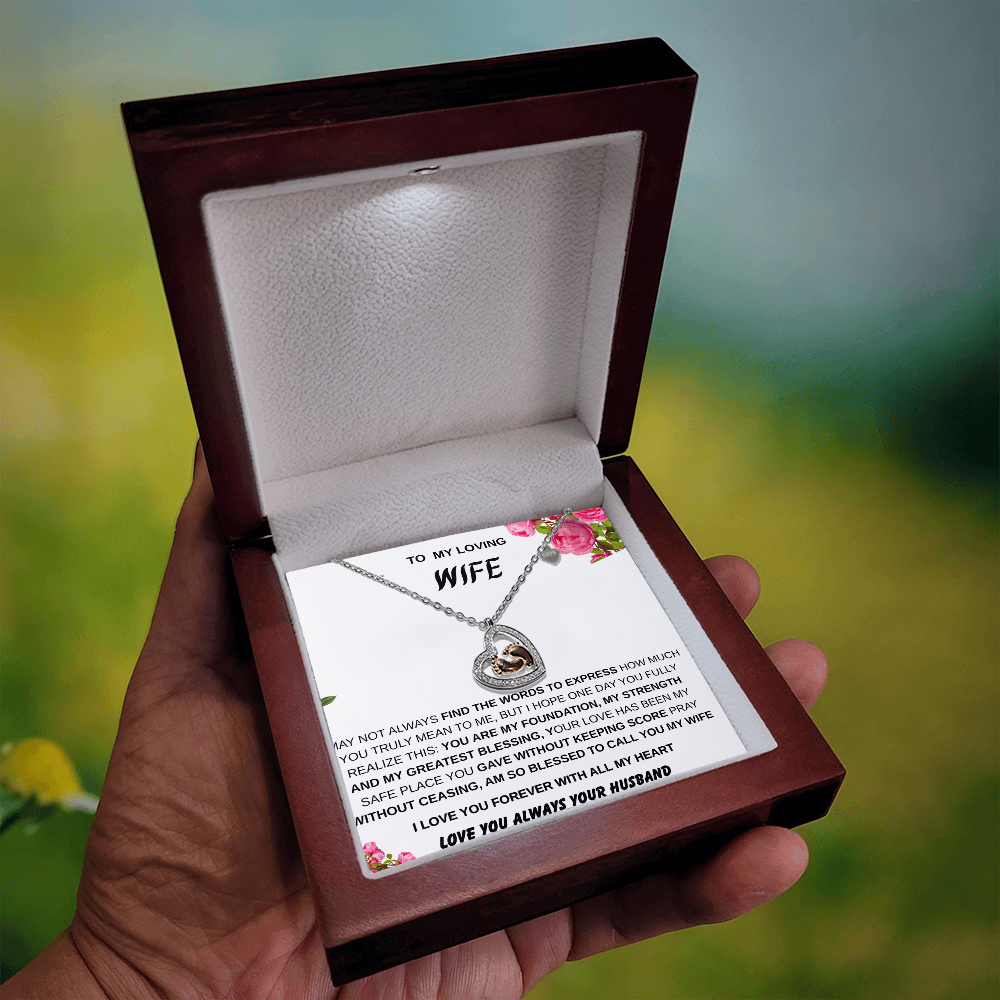 To My Wife - Baby Feet Heart Necklace