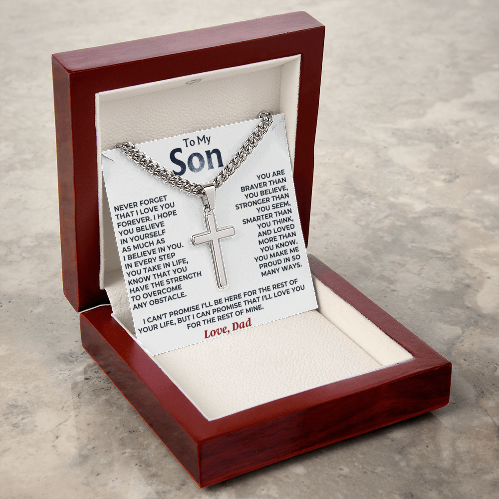 To My Son Cuban Link Cross Necklace – A Father's Promise of Love