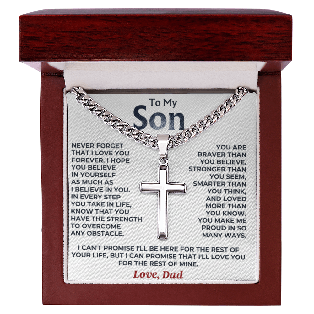 To My Son Cuban Link Cross Necklace – A Father's Promise of Love