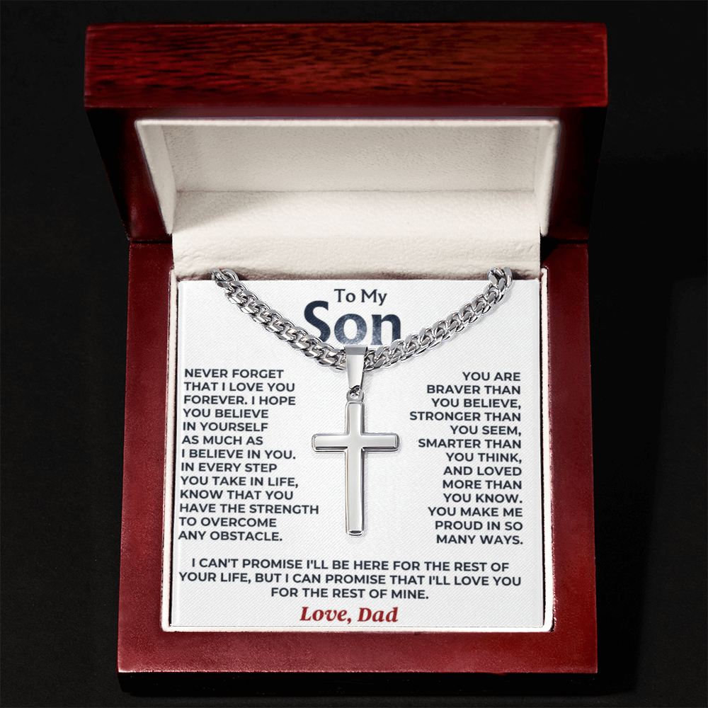 To My Son Cuban Link Cross Necklace – A Father's Promise of Love