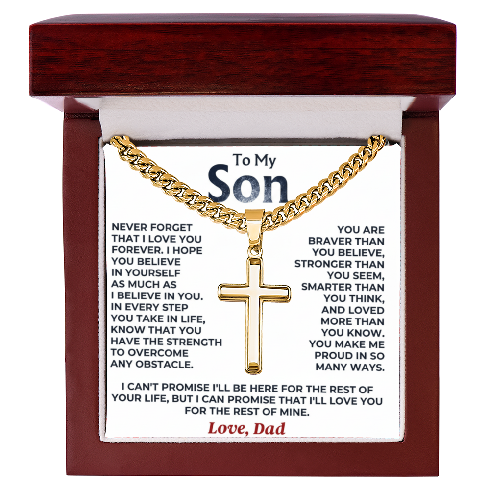 To My Son Cuban Link Cross Necklace – A Father's Promise of Love