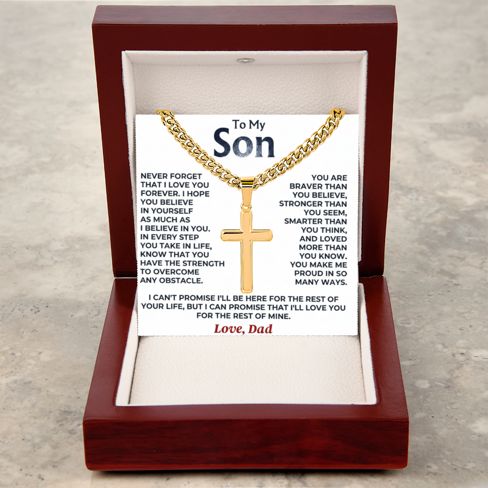 To My Son Cuban Link Cross Necklace – A Father's Promise of Love
