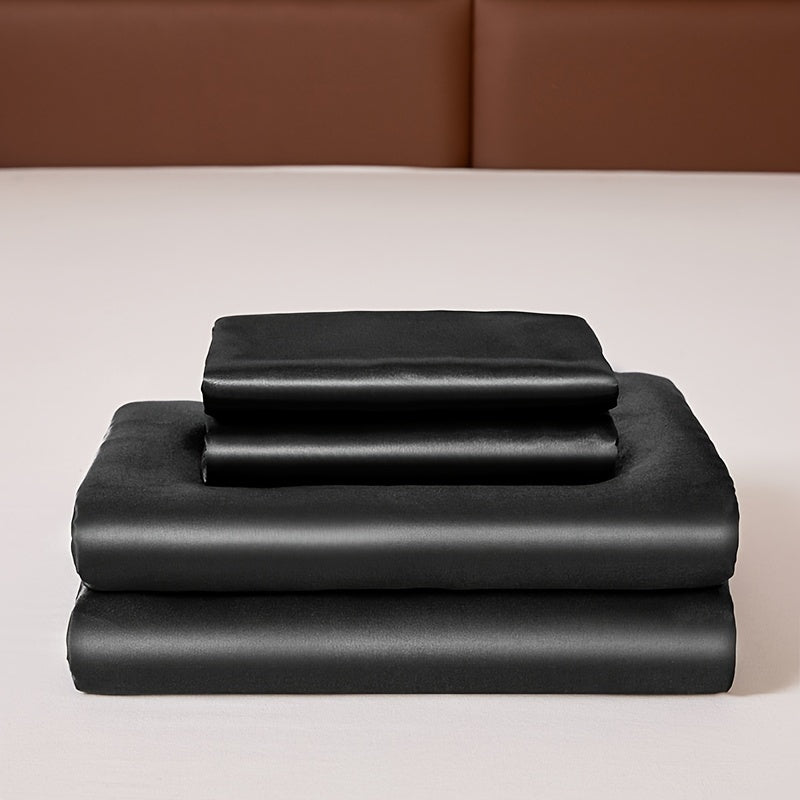 3/4 Pieces Of Solid Color Bed Sheets And Bed Skirts, 1/2 Pillowcases, A Set Of Three Or Four, Soft And Silky