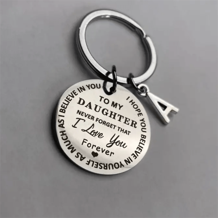 Stainless Steel Engraved Keychain Inspirational Gift For Son/ Daughter Keyring Ornament Bag Purse Charm Accessories