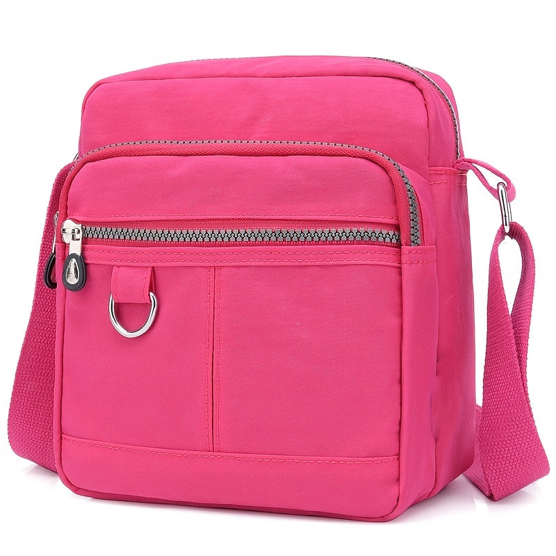 Waterproof Shoulder Bag, Women's Nylon Square Purse, Lightweight Crossbody Bag With Multi Pockets