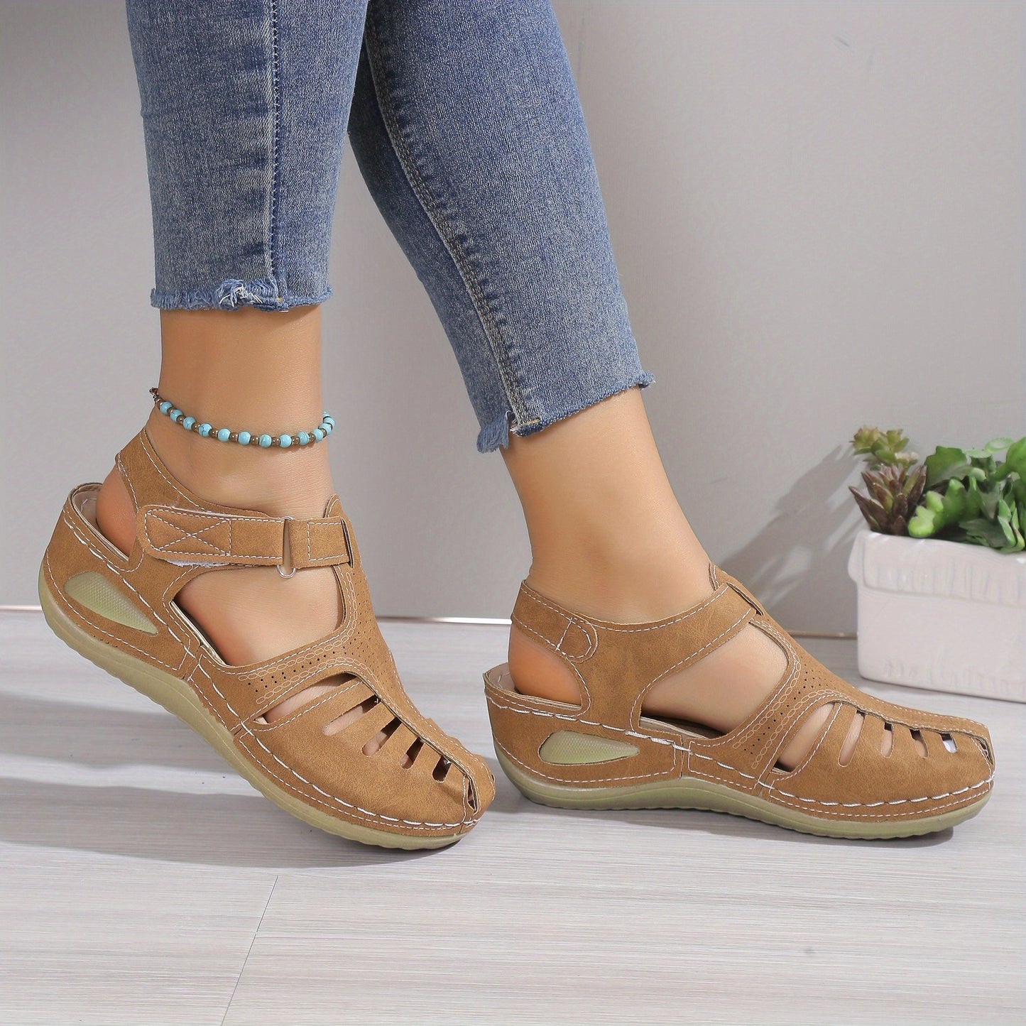 Fashionable Womens Wedge Sandals - Comfortable Platform Heels with Secure Ankle Straps - Durable Solid Colors for Stylish Summer Footwear