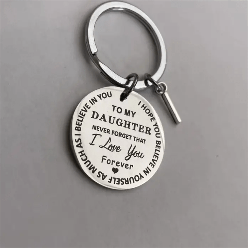 Stainless Steel Engraved Keychain Inspirational Gift For Son/ Daughter Keyring Ornament Bag Purse Charm Accessories