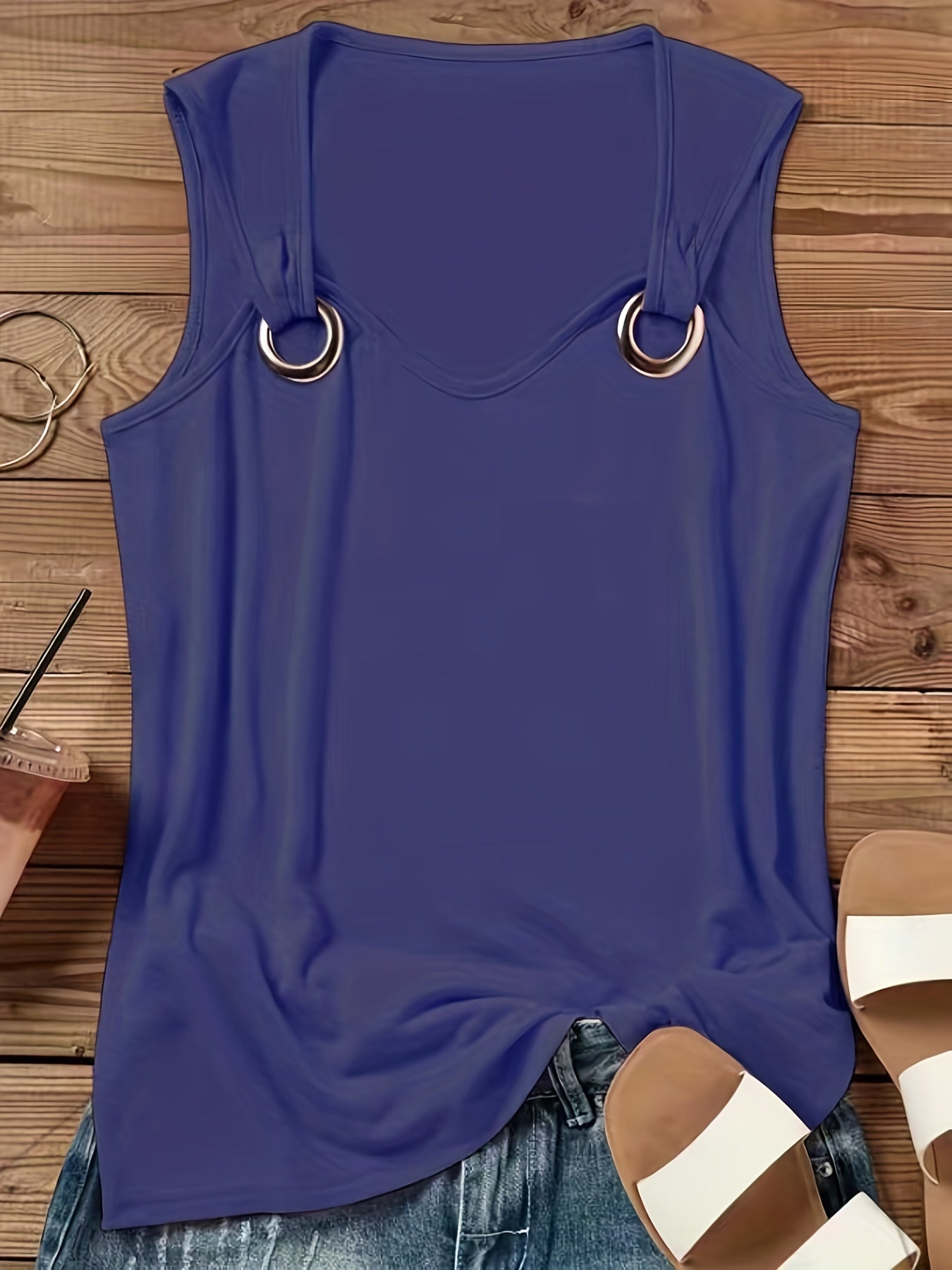 Chic Summer Breathable Tank Top - Womens Sleeveless Crew Neck, Versatile Casual Wear