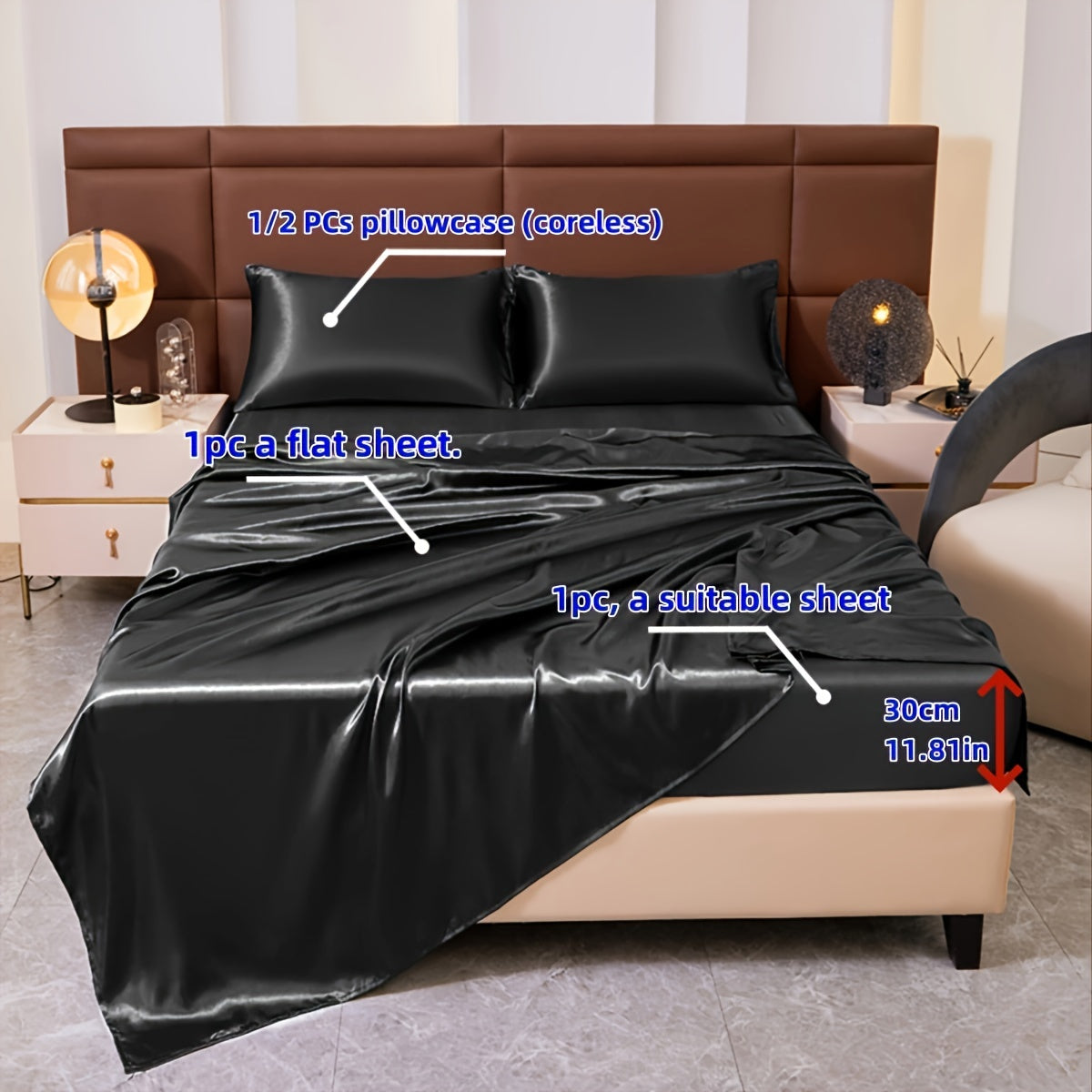3/4 Pieces Of Solid Color Bed Sheets And Bed Skirts, 1/2 Pillowcases, A Set Of Three Or Four, Soft And Silky